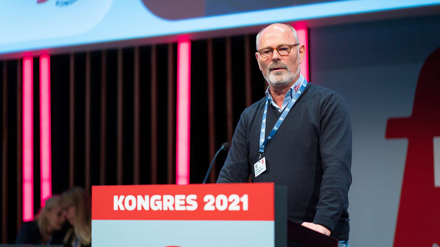 Karl Ovesen på talerstolen ved Fødevareforbundet NNF's 11. ordinære kongres.